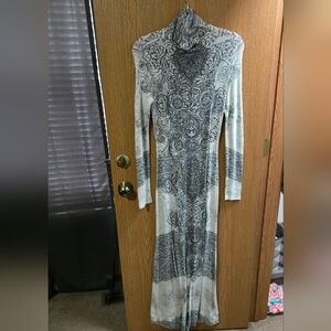 S-Twelve Y2k Rhinestone Long Sleeve Maxi Dress